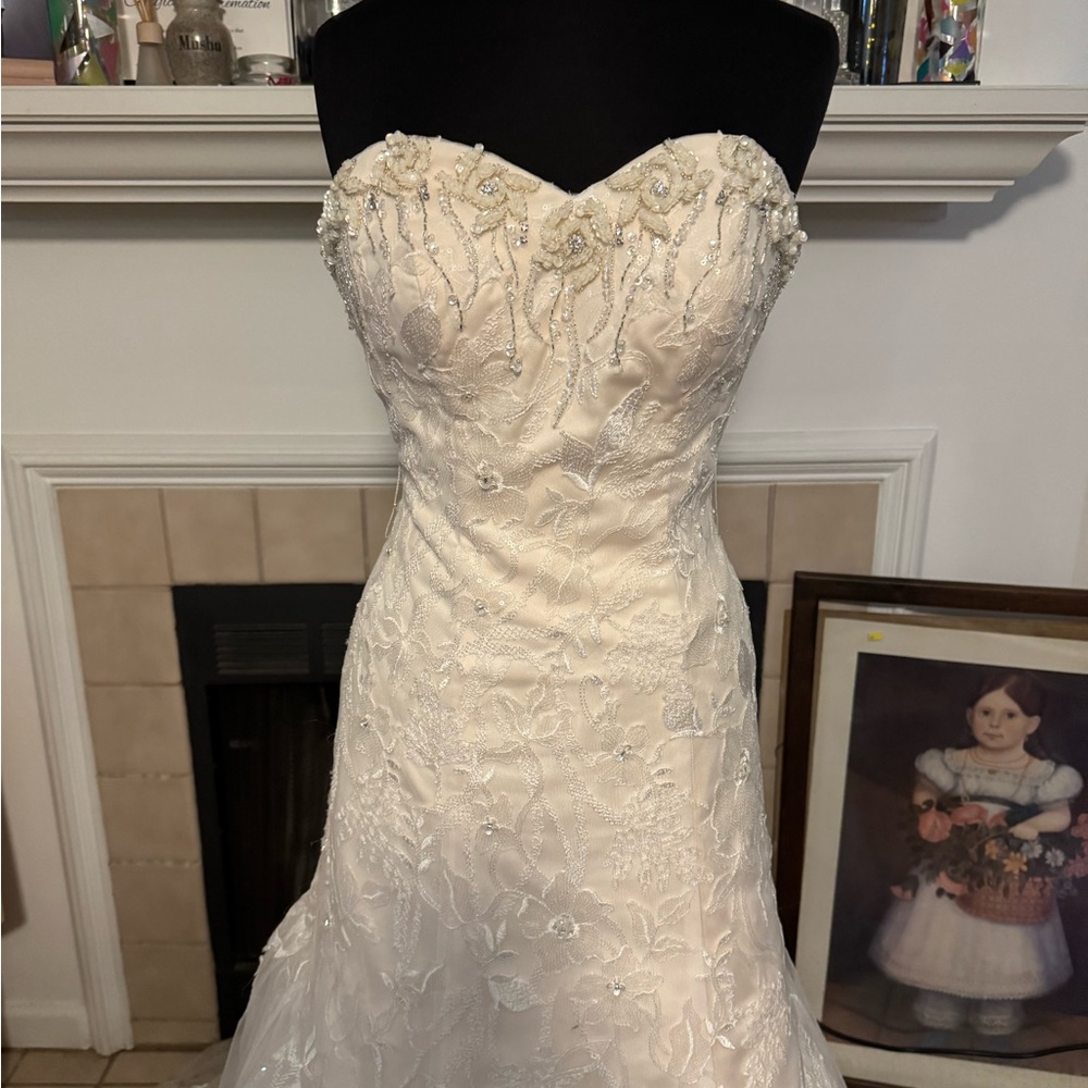 Coco Anais Cream Strapless Crystal and Lace Wedding Dress - Picture 9 of 9